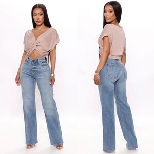 NWT Fashion Nova Be Authentic Slouchy Stretch Straight Leg Medium Blue Wash‎ 5